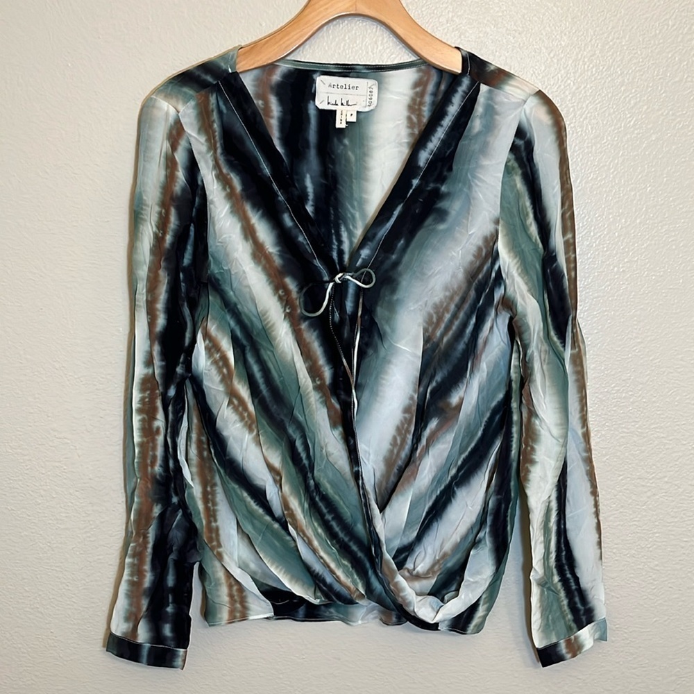 Artelier Nicole Miller Silk Blend Sheer Shirt